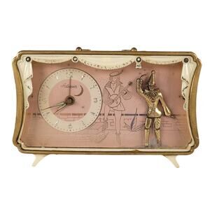 Vintage German SCHMID Music Box Dancer Clown Minstrel Novelty Mantle Alarm Clock